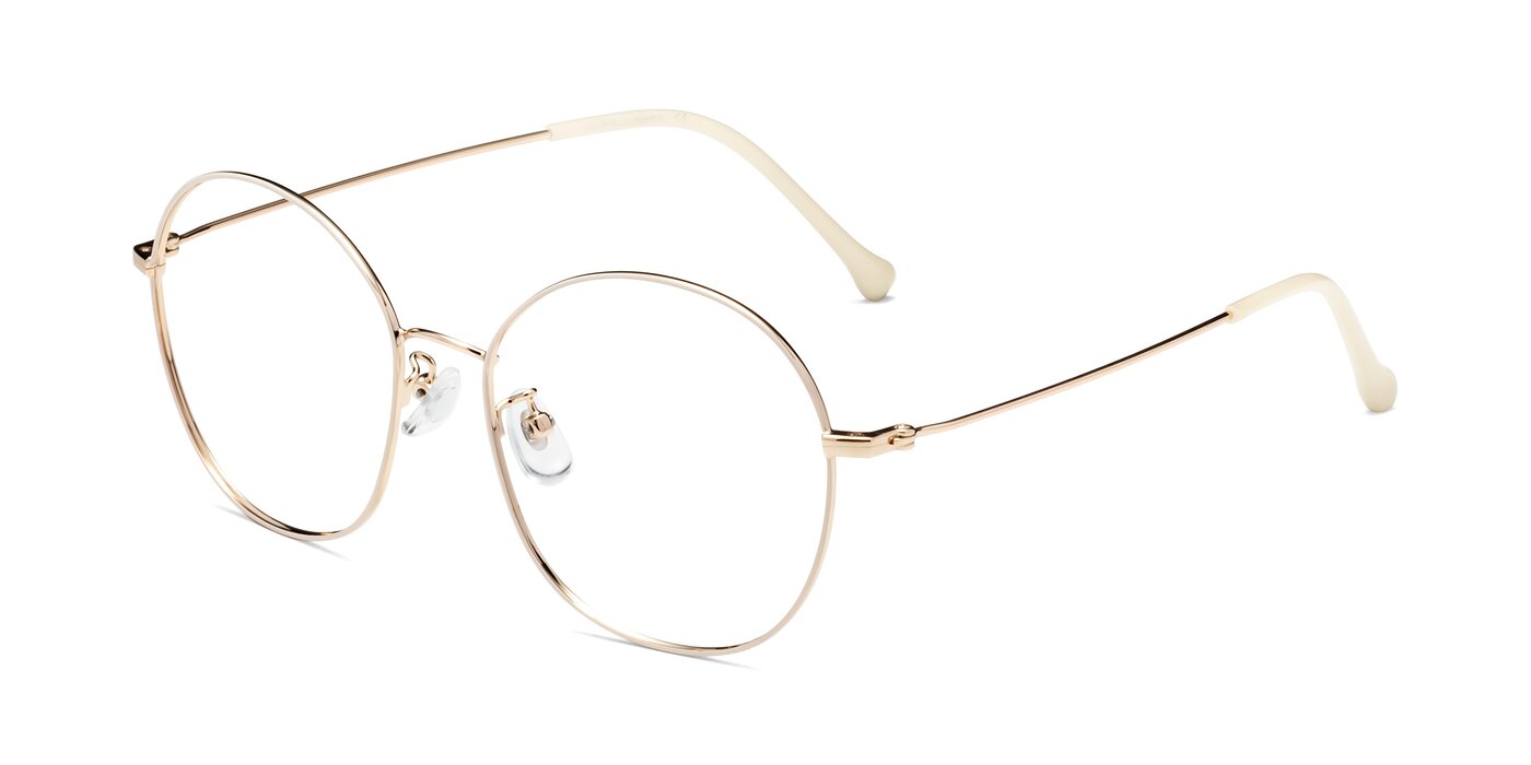 White / Gold Grandpa Oversized Round Eyeglasses Dallas