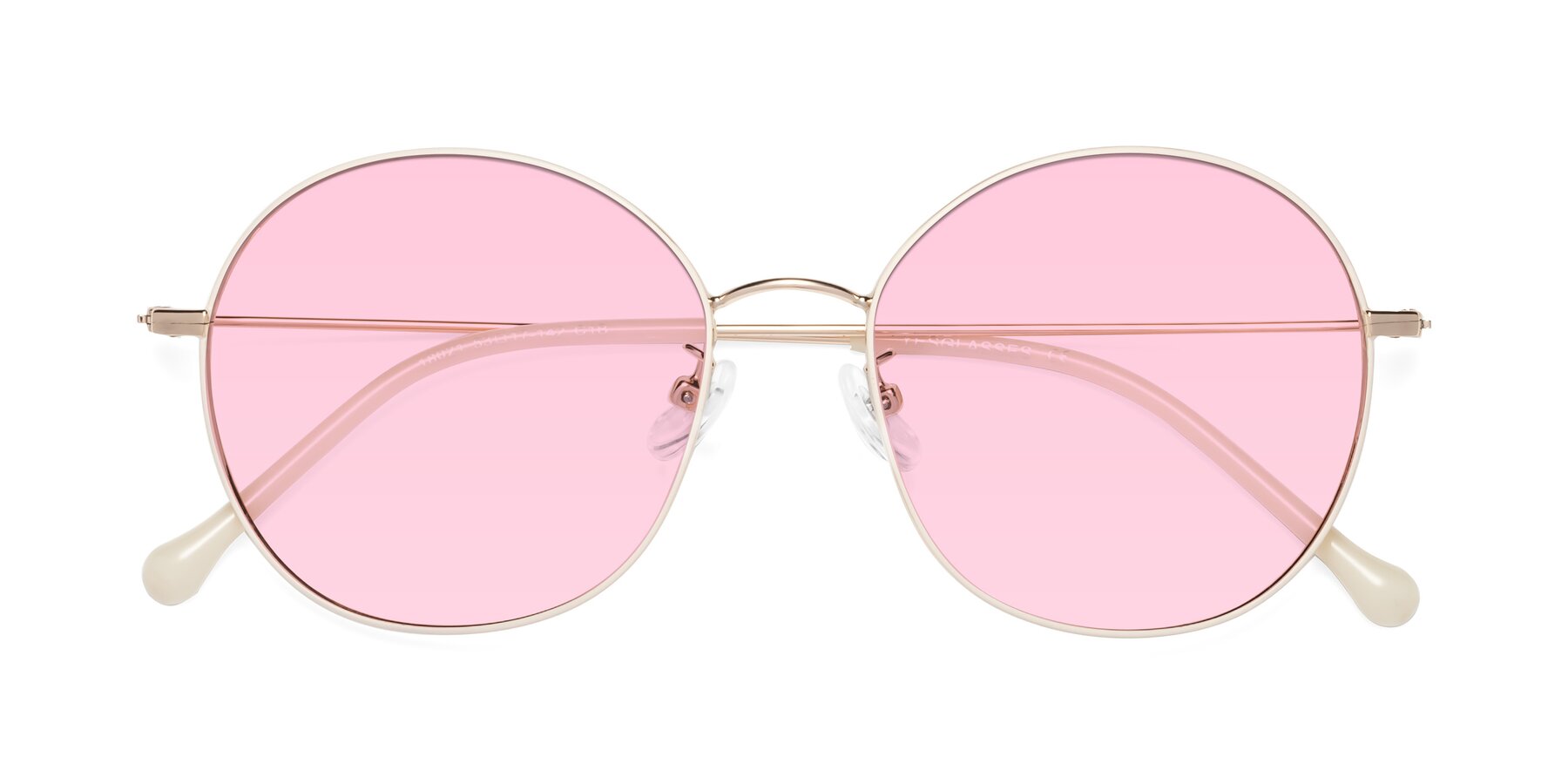 Folded Front of Dallas in White-Gold with Light Pink Tinted Lenses