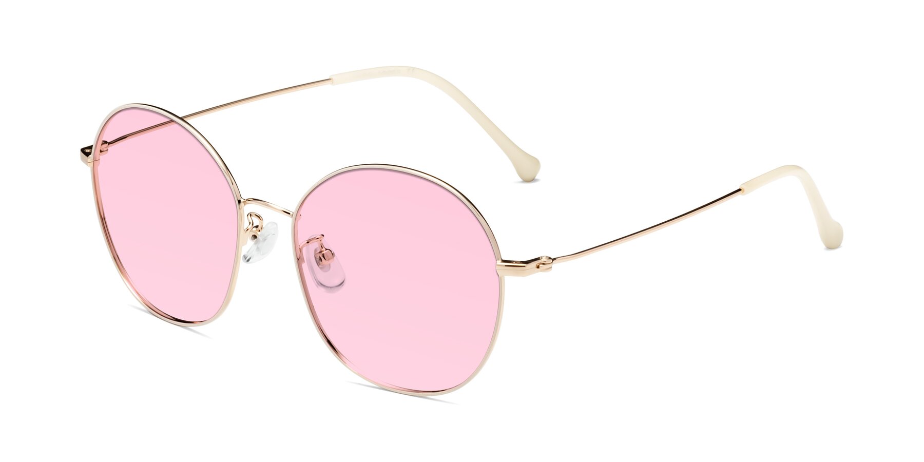 Angle of Dallas in White-Gold with Light Pink Tinted Lenses
