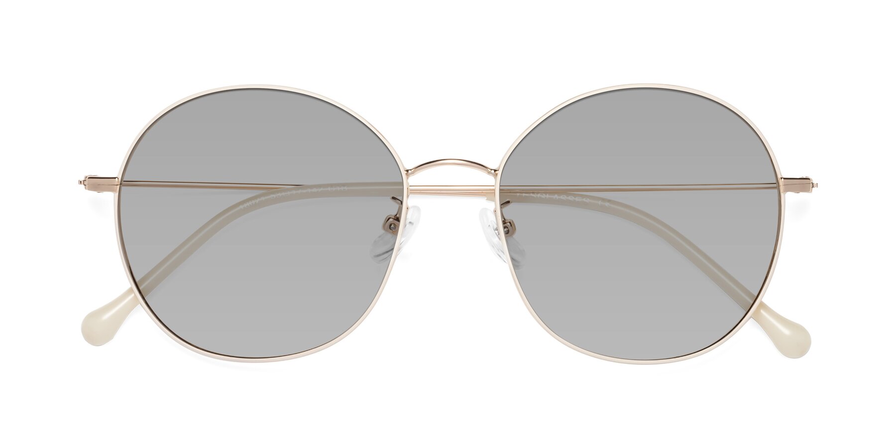 Folded Front of Dallas in White-Gold with Light Gray Tinted Lenses