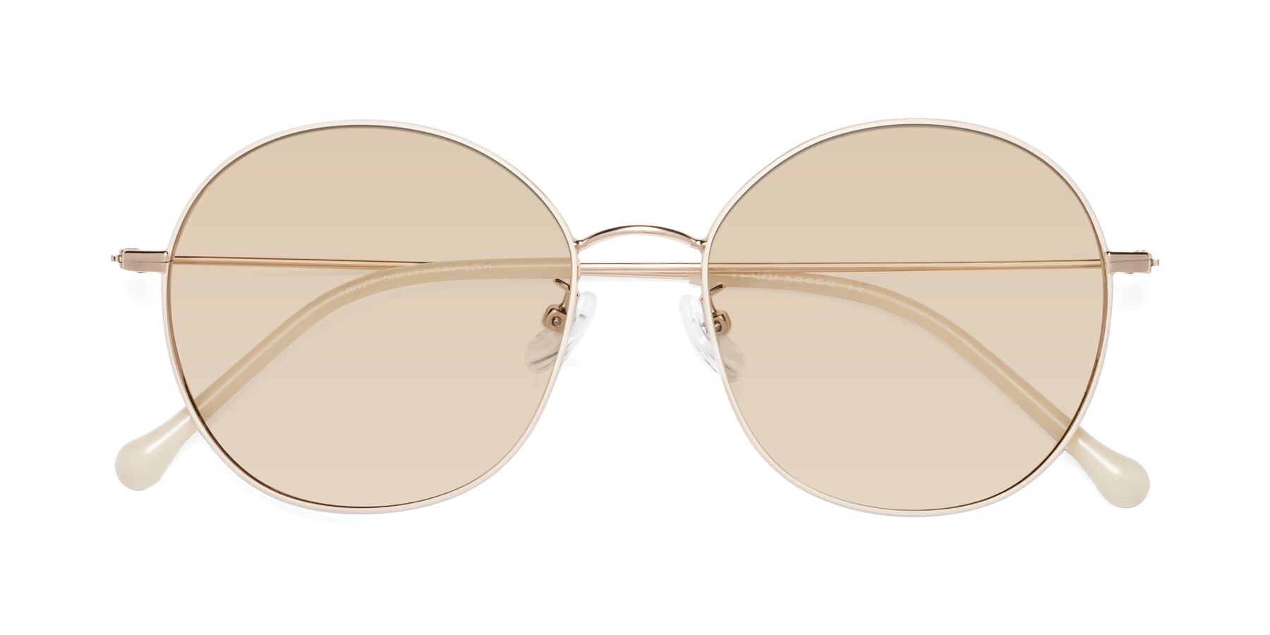 Folded Front of Dallas in White-Gold with Light Brown Tinted Lenses
