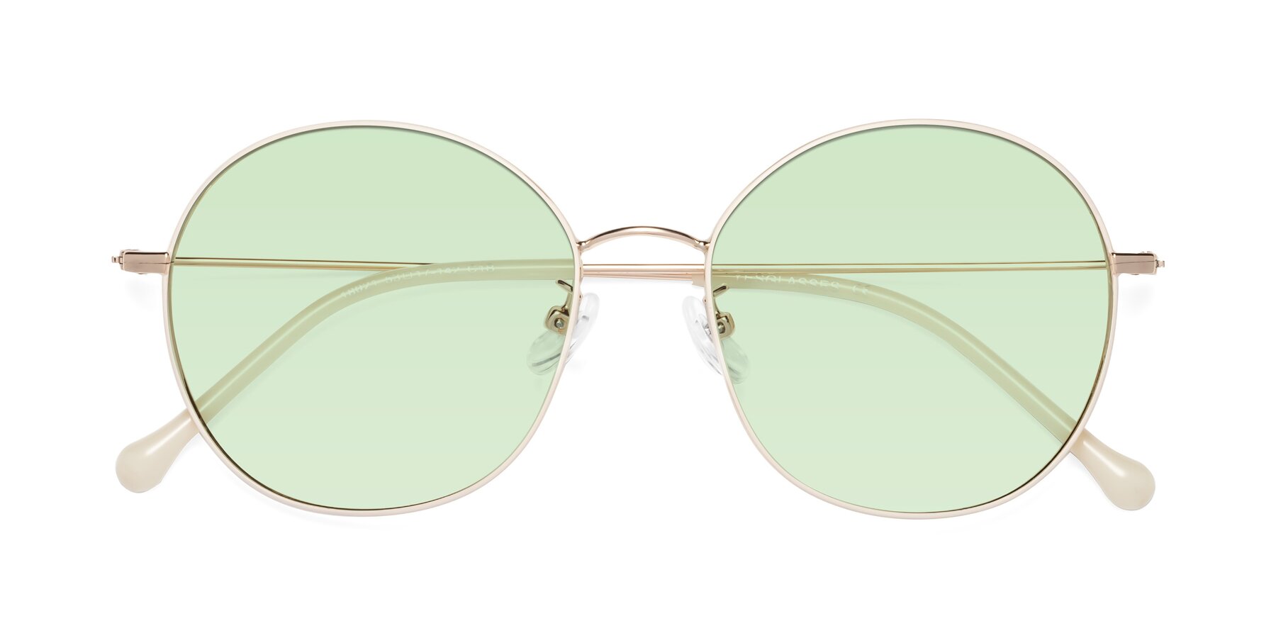 Folded Front of Dallas in White-Gold with Light Green Tinted Lenses