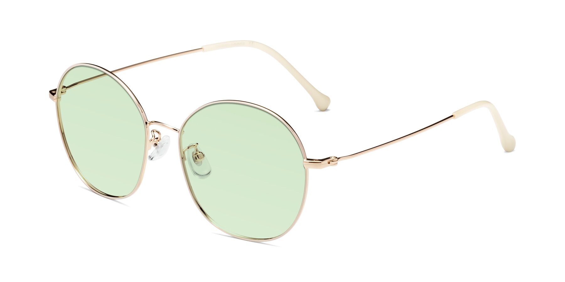 Angle of Dallas in White-Gold with Light Green Tinted Lenses