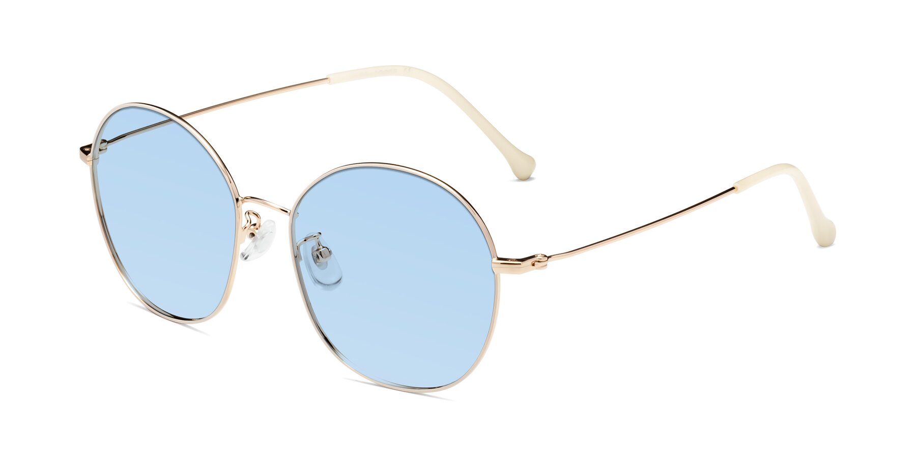 Angle of Dallas in White-Gold with Light Blue Tinted Lenses