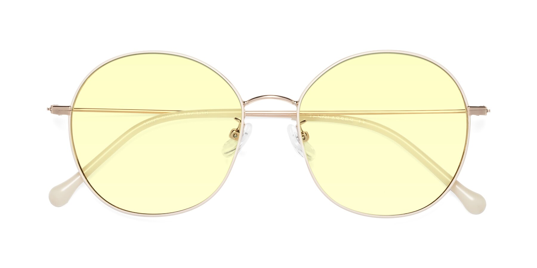 Folded Front of Dallas in White-Gold with Light Yellow Tinted Lenses