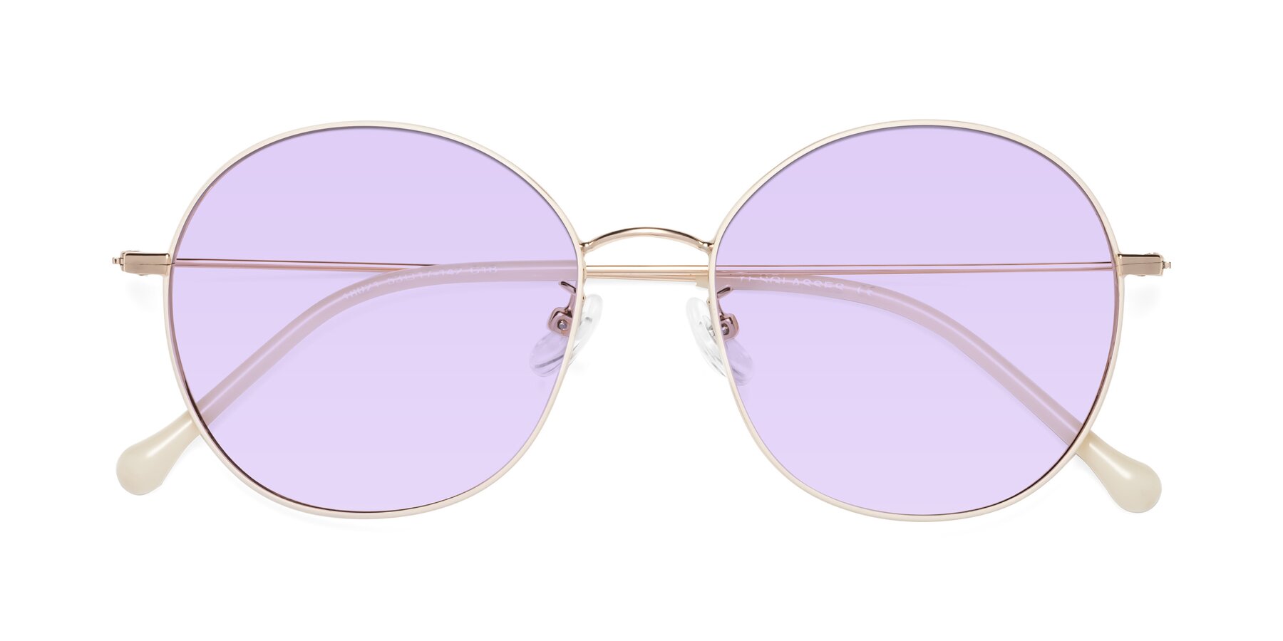 Folded Front of Dallas in White-Gold with Light Purple Tinted Lenses