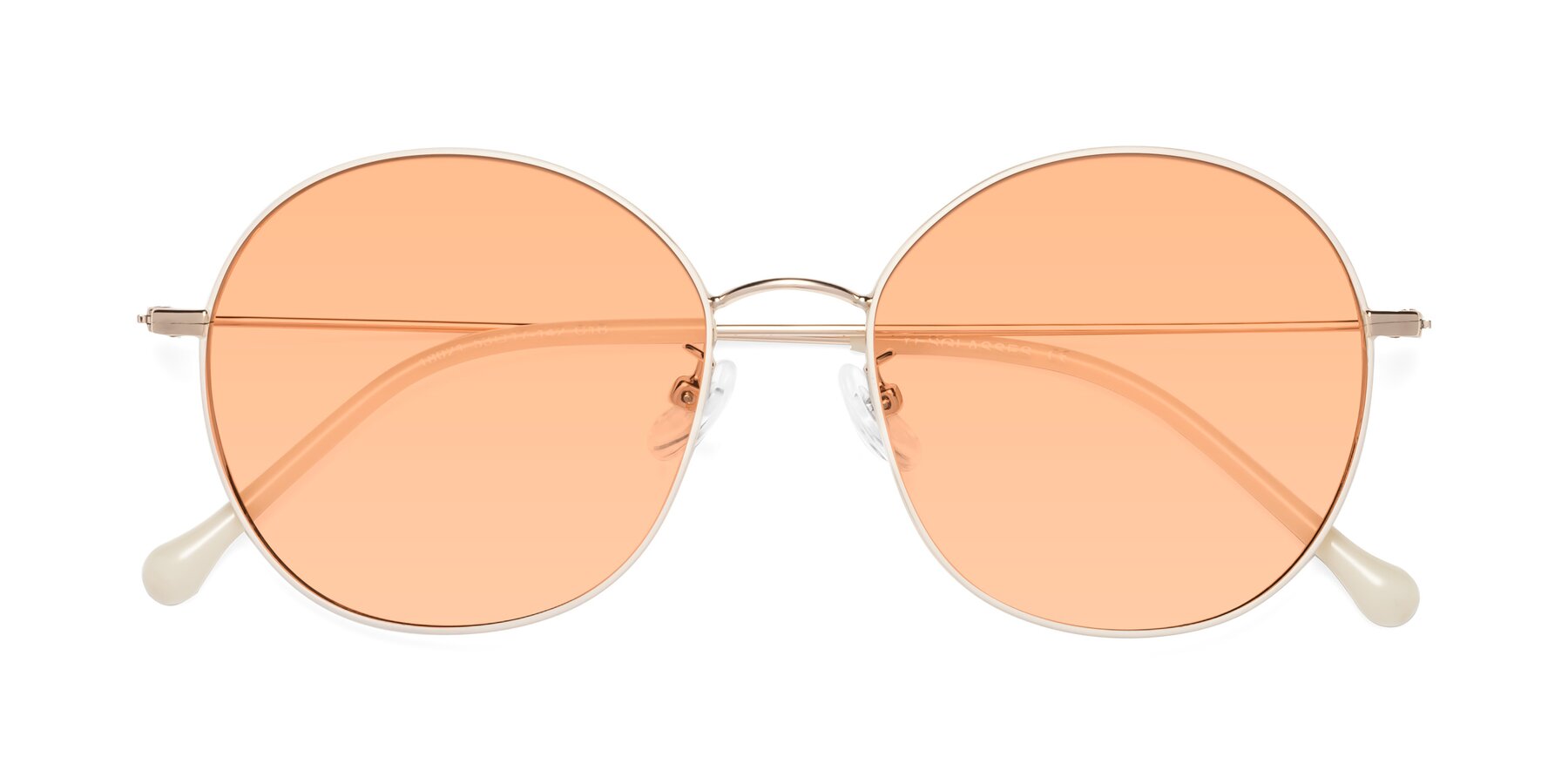 Folded Front of Dallas in White-Gold with Light Orange Tinted Lenses