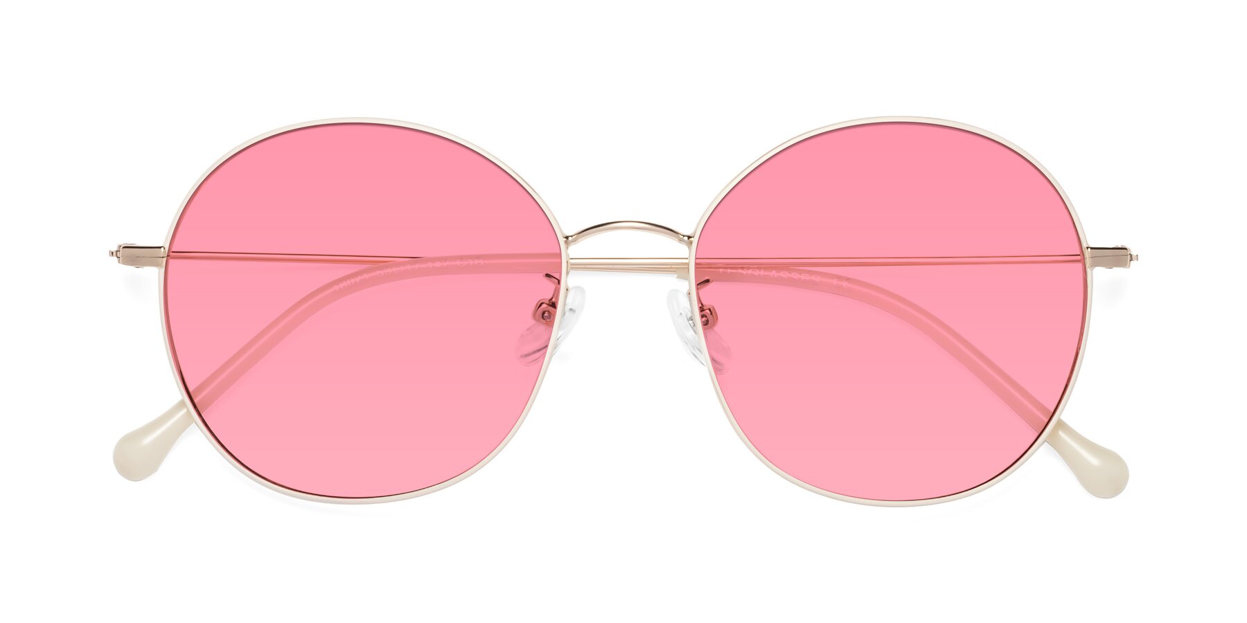 Folded Front of Dallas in White-Gold with Pink Tinted Lenses