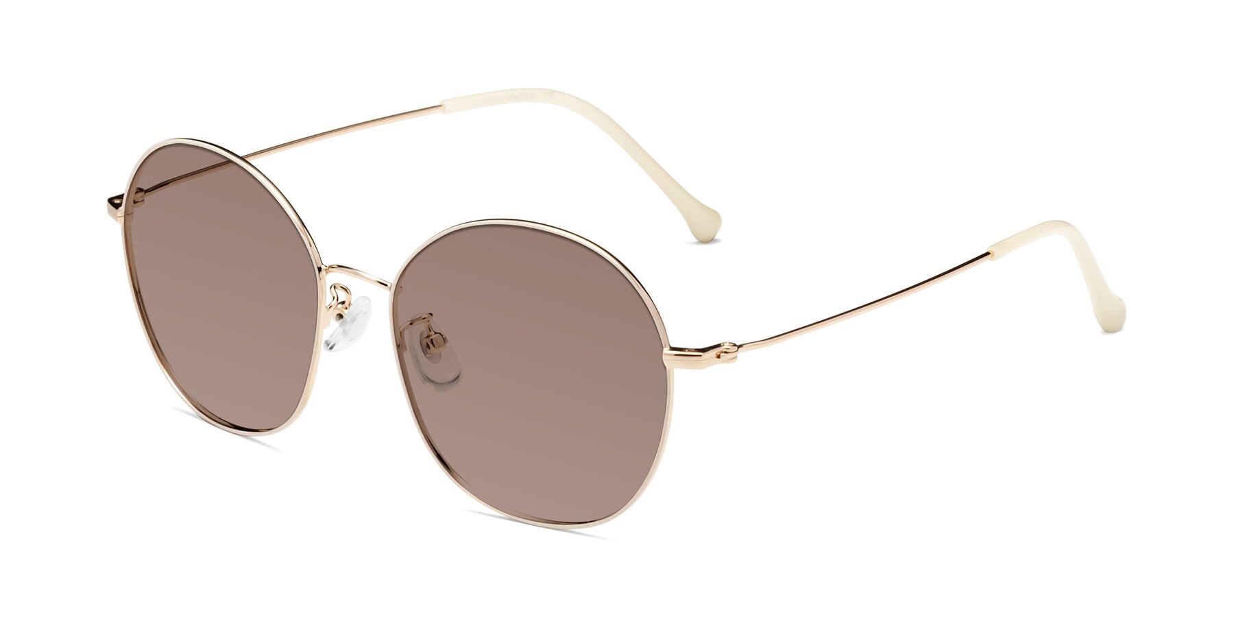 Angle of Dallas in White-Gold with Medium Brown Tinted Lenses