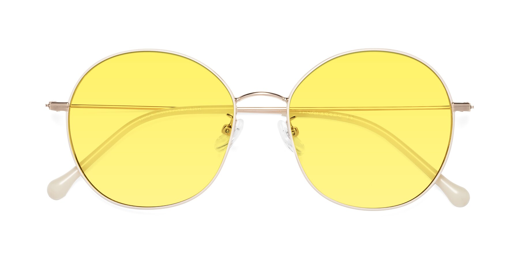 Folded Front of Dallas in White-Gold with Medium Yellow Tinted Lenses