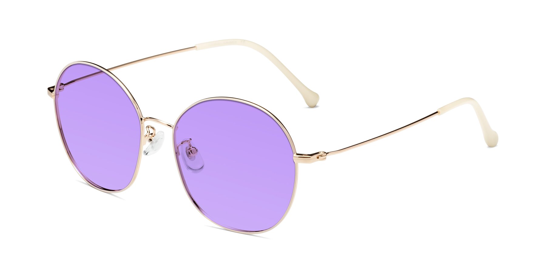 Angle of Dallas in White-Gold with Medium Purple Tinted Lenses