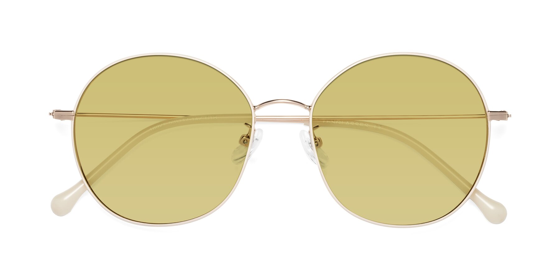 Folded Front of Dallas in White-Gold with Medium Champagne Tinted Lenses