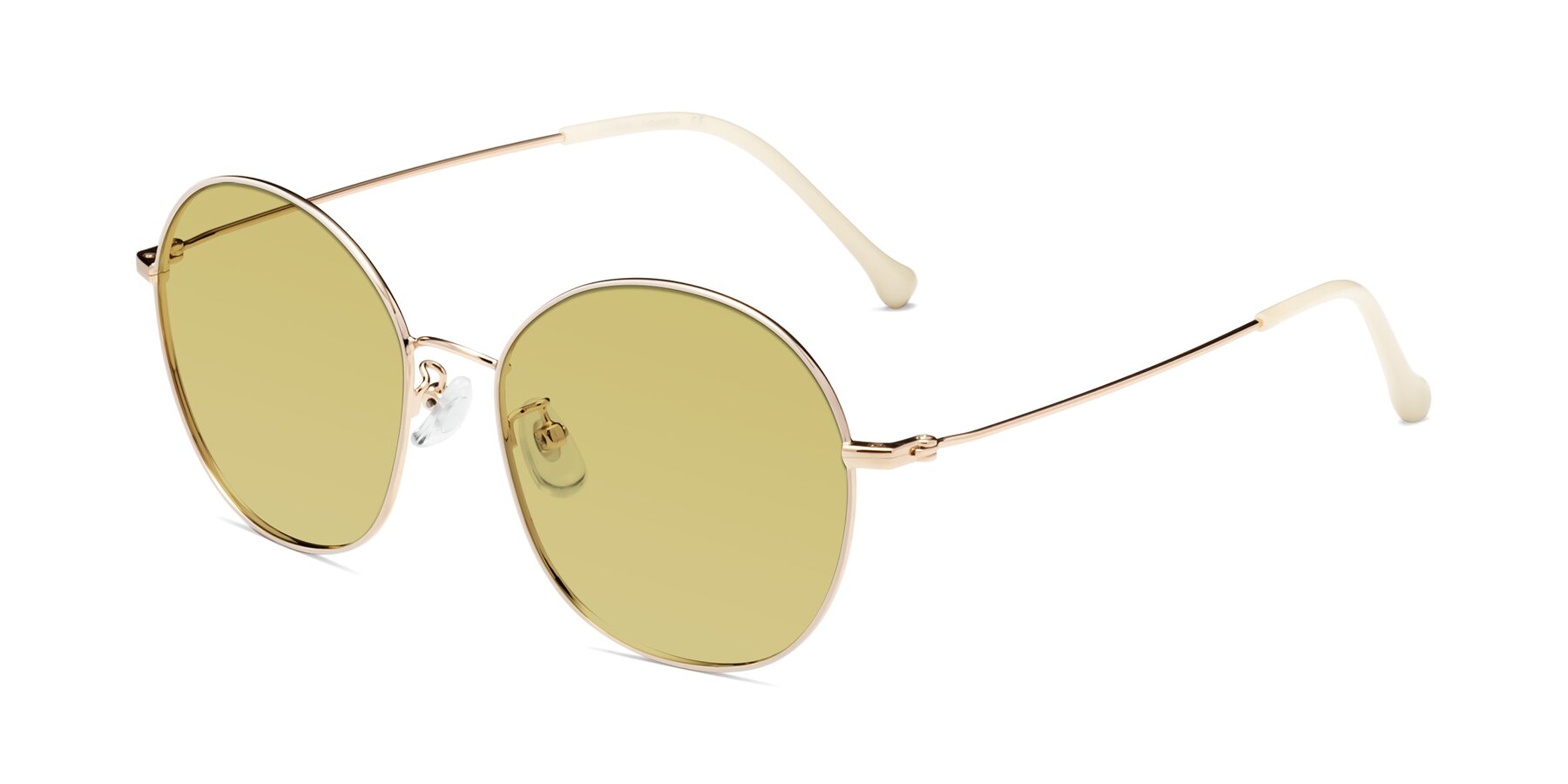 Angle of Dallas in White-Gold with Medium Champagne Tinted Lenses