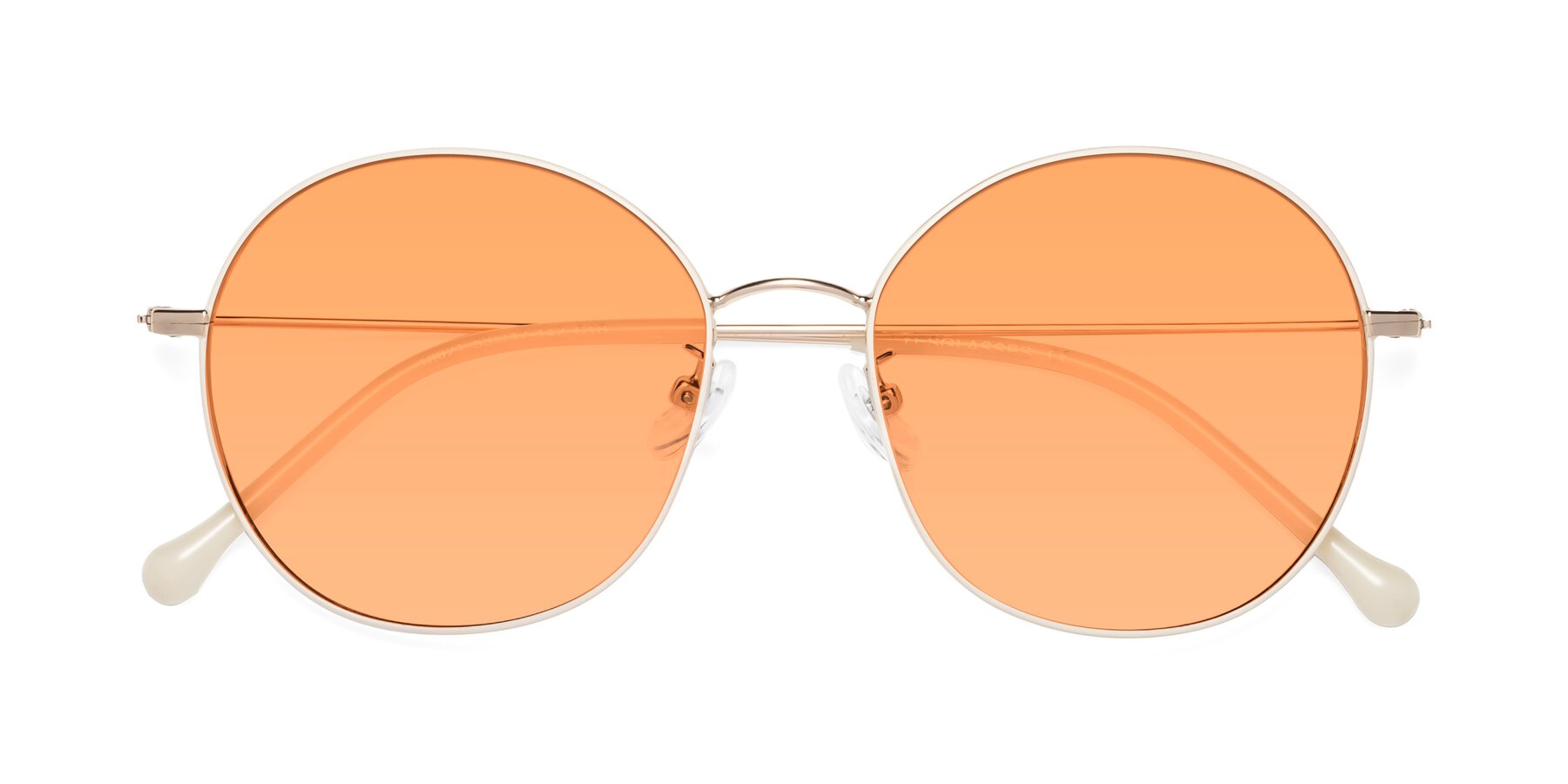 Folded Front of Dallas in White-Gold with Medium Orange Tinted Lenses