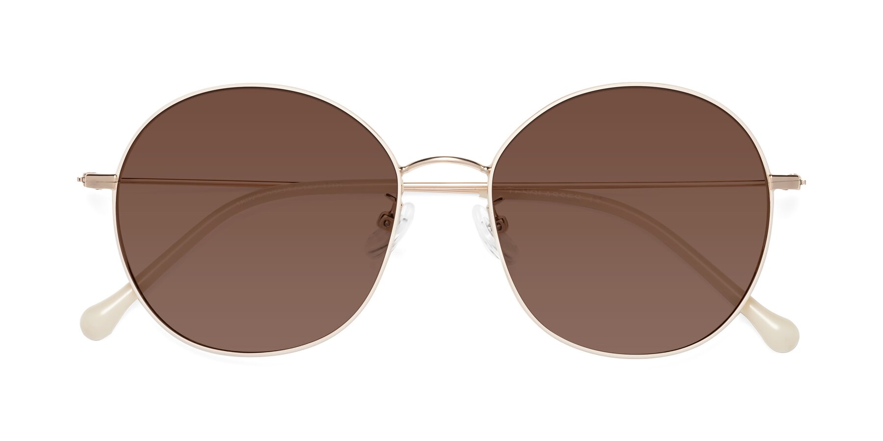 Folded Front of Dallas in White-Gold with Brown Tinted Lenses