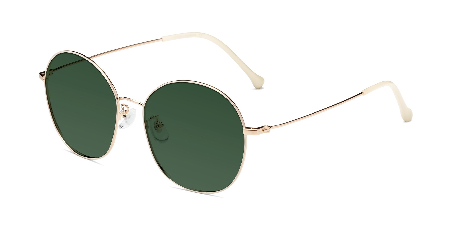 Angle of Dallas in White-Gold with Green Tinted Lenses