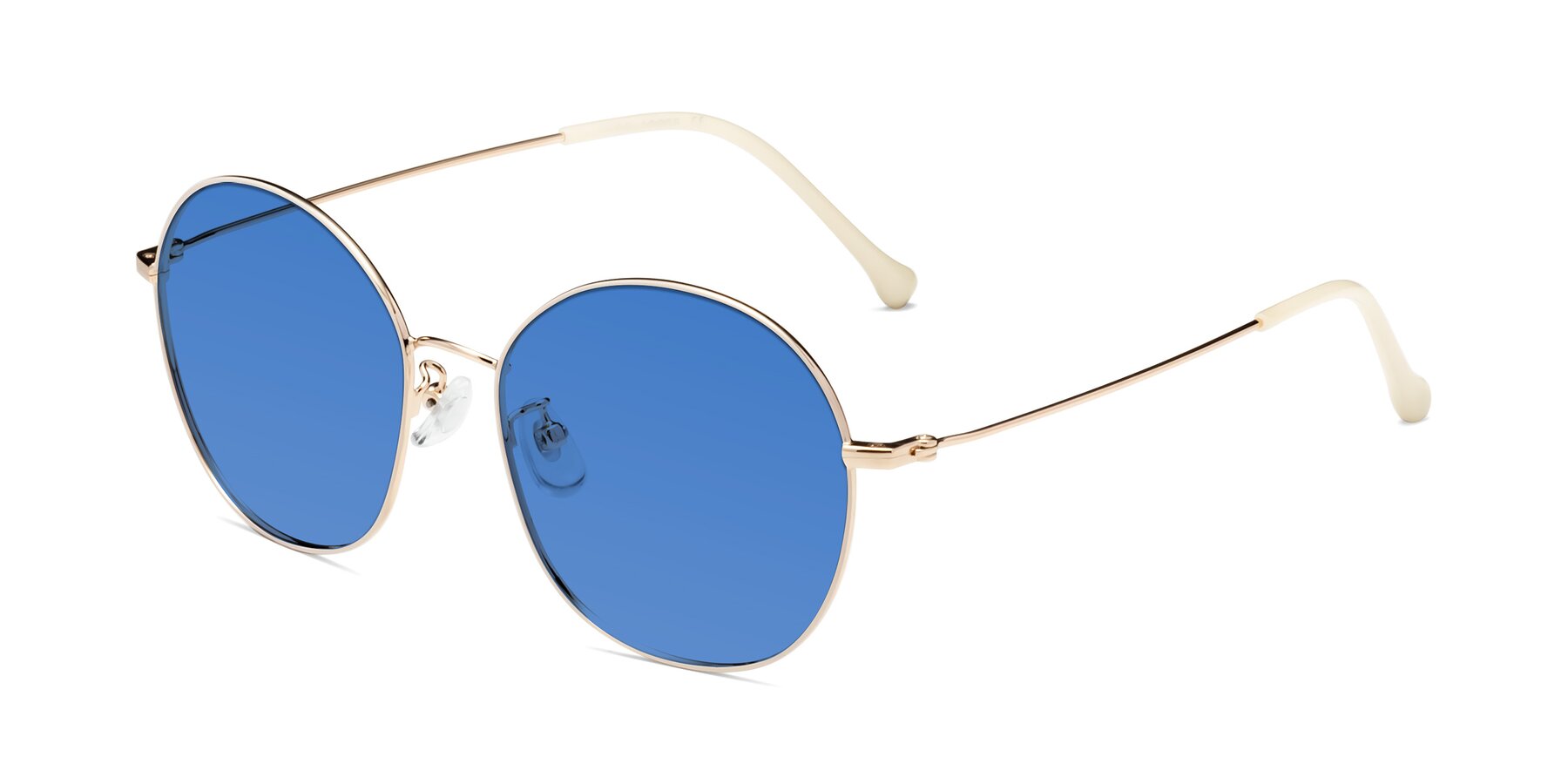 Angle of Dallas in White-Gold with Blue Tinted Lenses