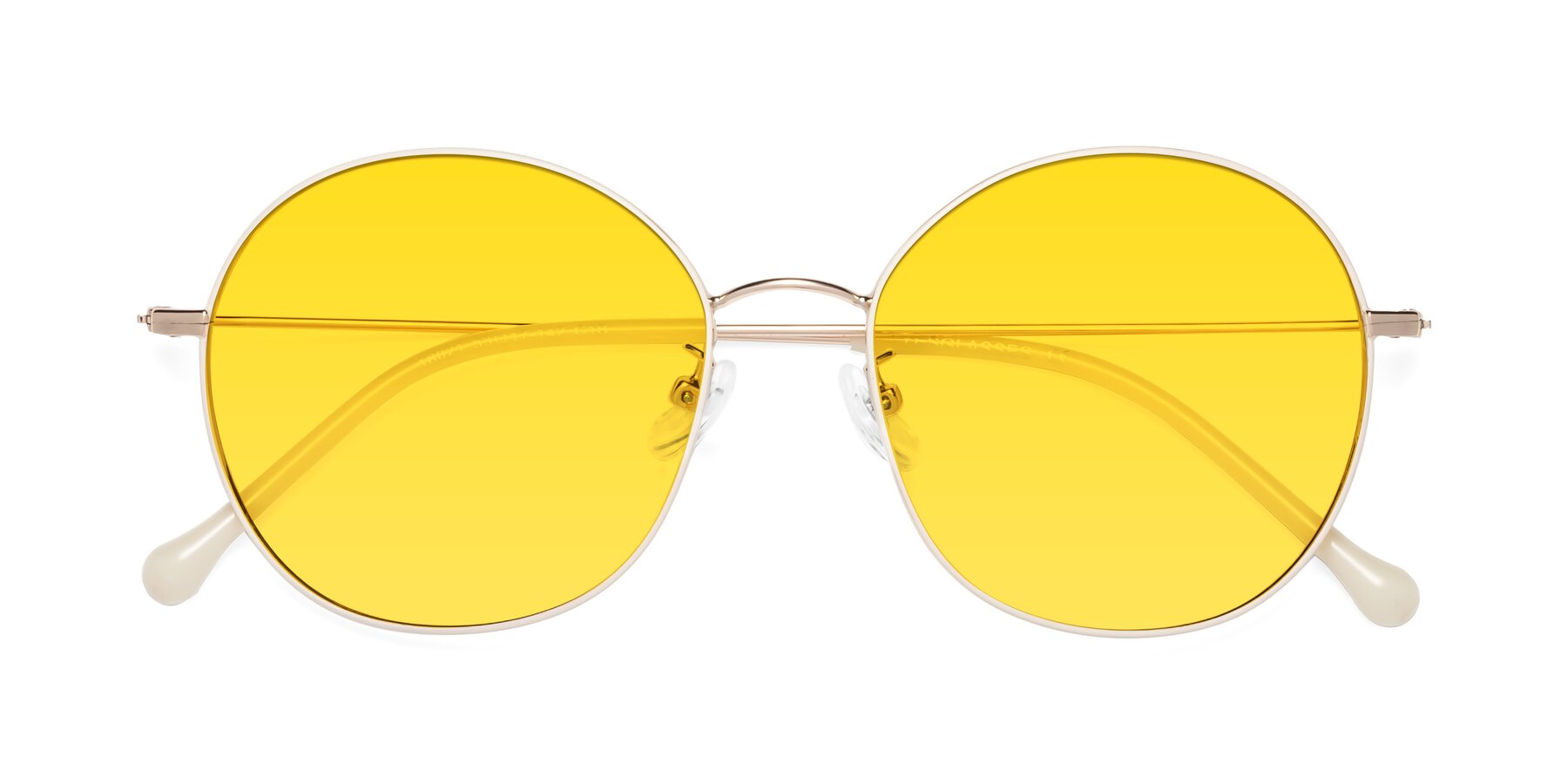 Folded Front of Dallas in White-Gold with Yellow Tinted Lenses