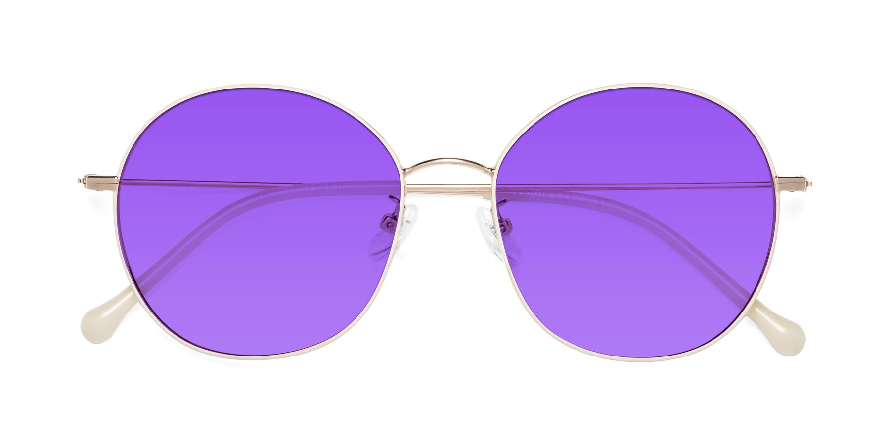 Folded Front of Dallas in White-Gold with Purple Tinted Lenses