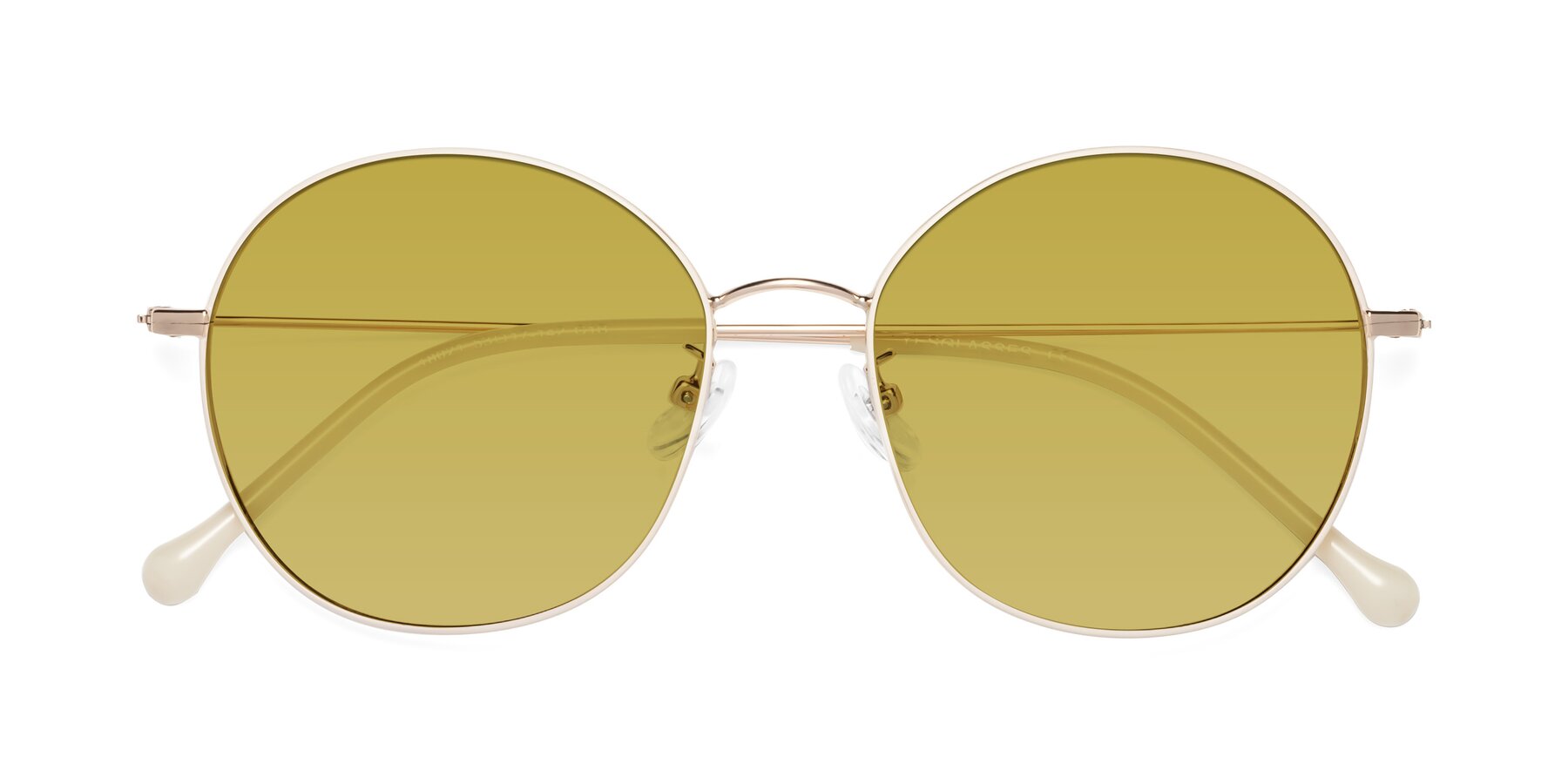 Folded Front of Dallas in White-Gold with Champagne Tinted Lenses
