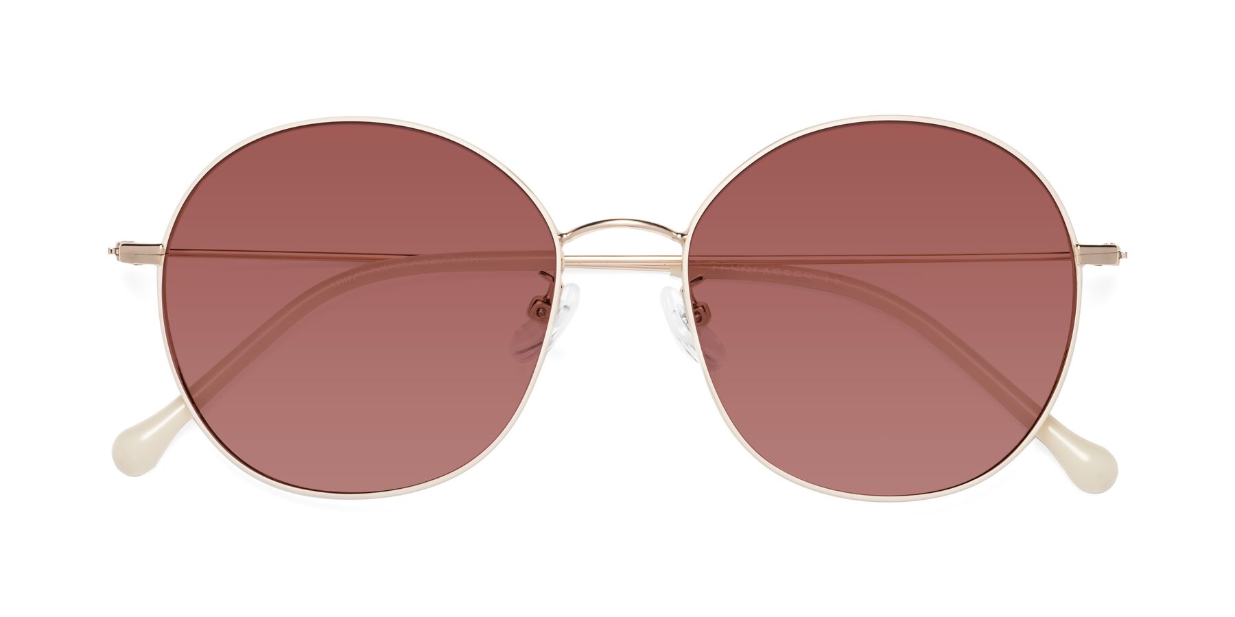 Folded Front of Dallas in White-Gold with Garnet Tinted Lenses