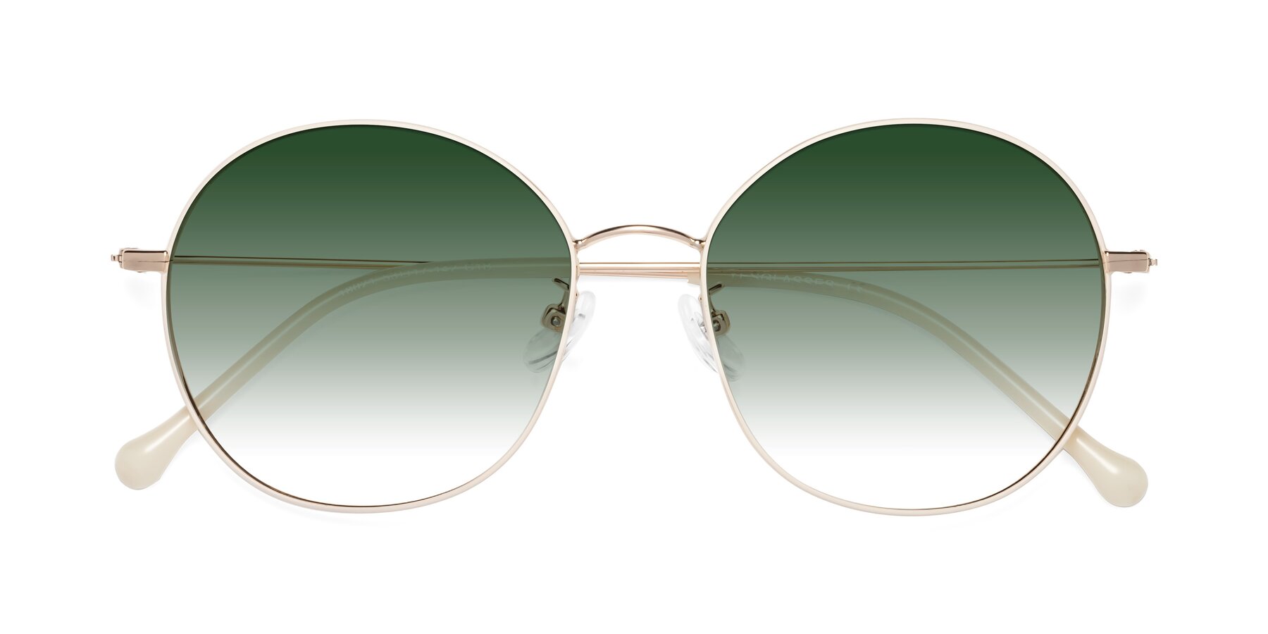 Folded Front of Dallas in White-Gold with Green Gradient Lenses