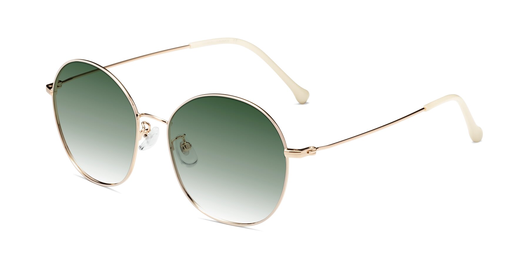 Angle of Dallas in White-Gold with Green Gradient Lenses