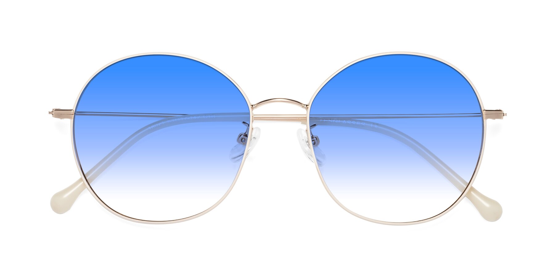 Folded Front of Dallas in White-Gold with Blue Gradient Lenses