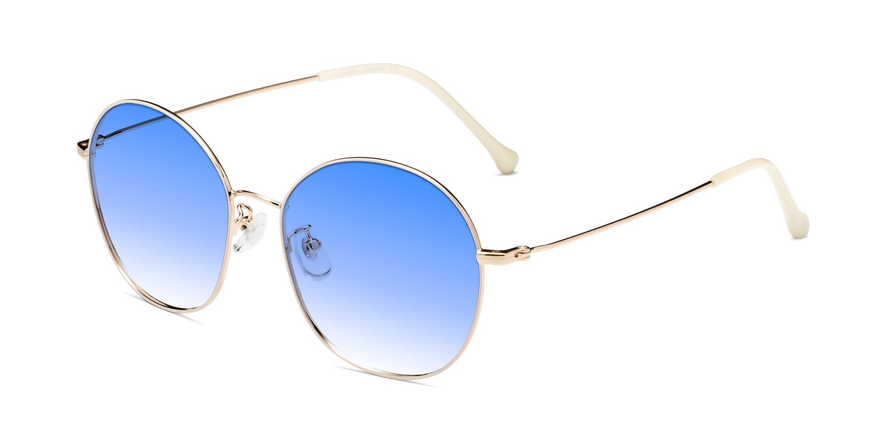 Angle of Dallas in White-Gold with Blue Gradient Lenses