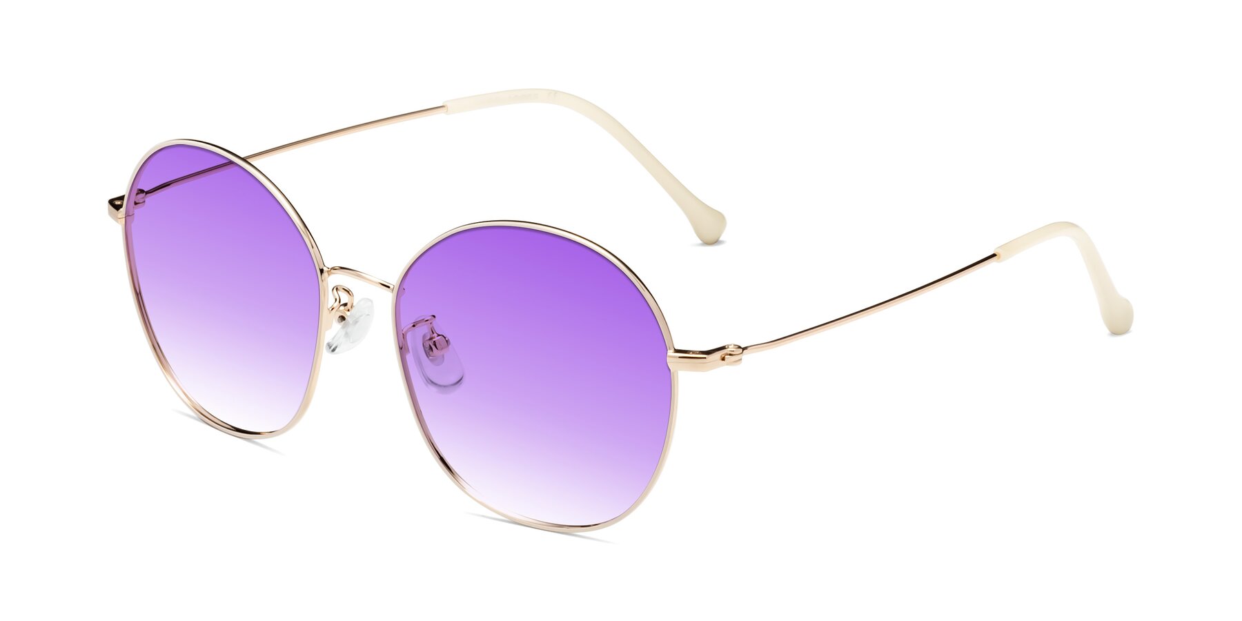 Angle of Dallas in White-Gold with Purple Gradient Lenses