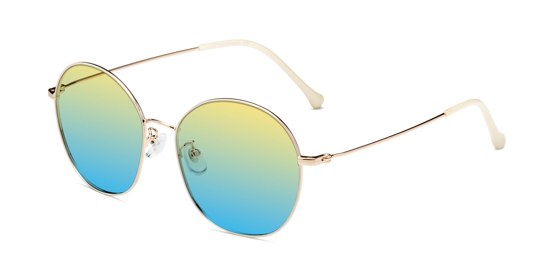 Angle of Dallas in White-Gold with Yellow / Blue Gradient Lenses