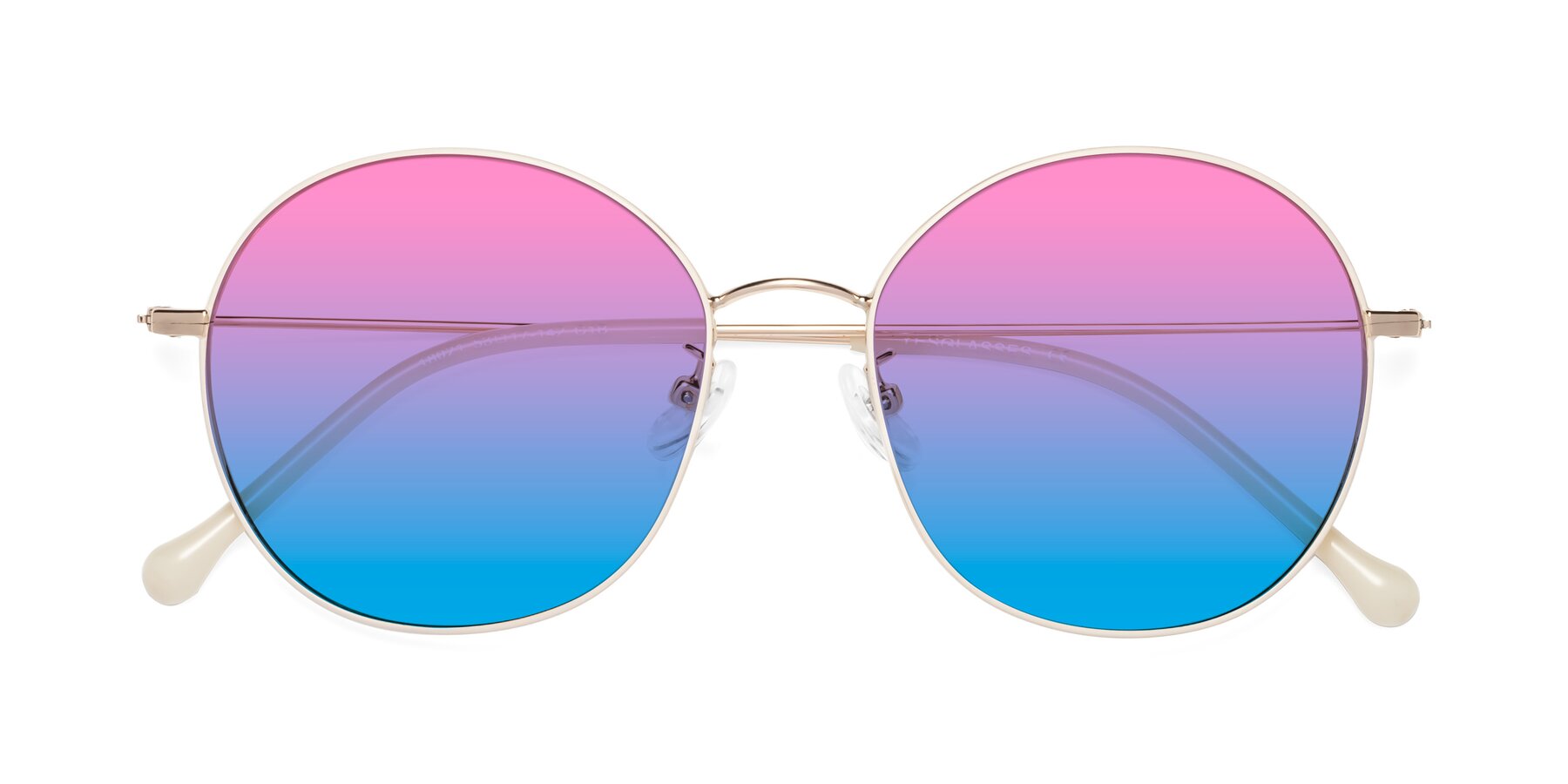 Folded Front of Dallas in White-Gold with Pink / Blue Gradient Lenses