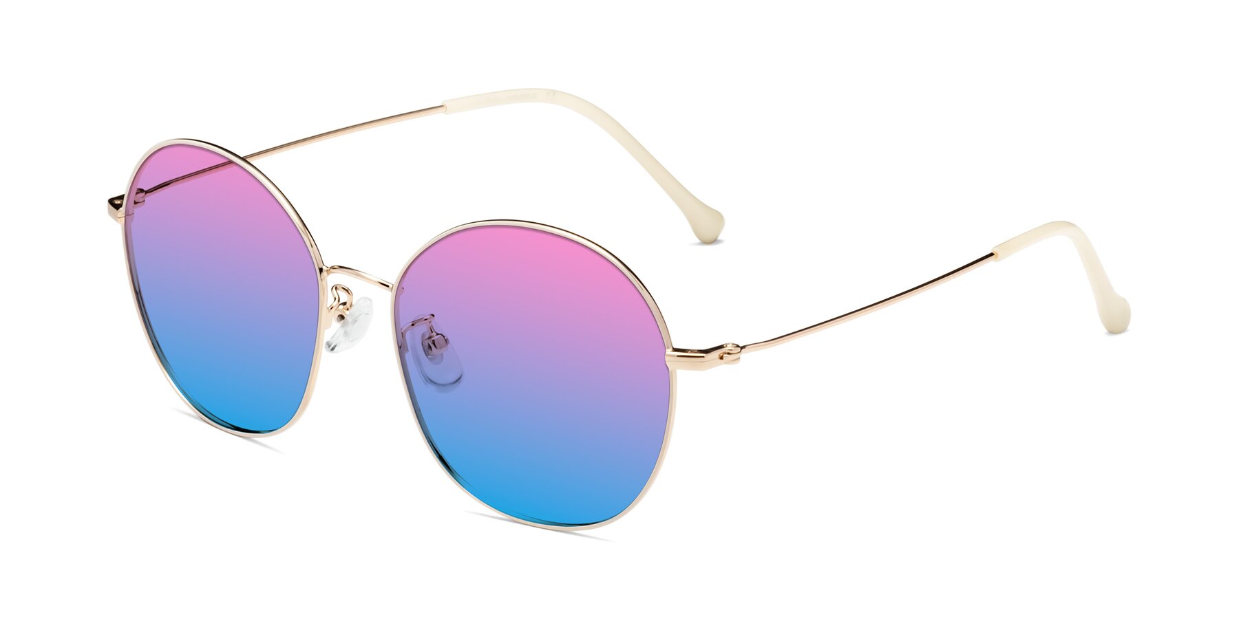 Angle of Dallas in White-Gold with Pink / Blue Gradient Lenses