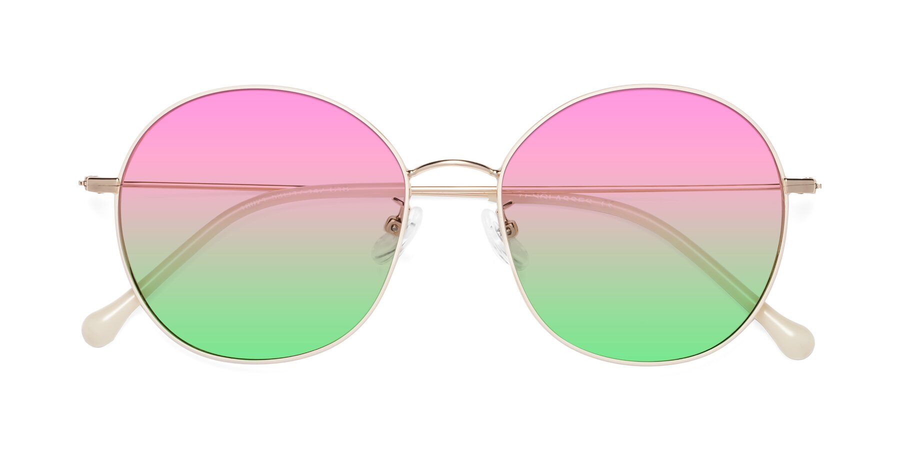 Folded Front of Dallas in White-Gold with Pink / Green Gradient Lenses
