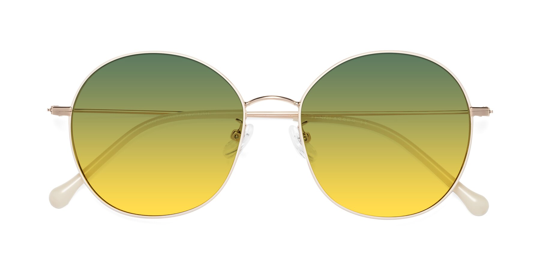 Folded Front of Dallas in White-Gold with Green / Yellow Gradient Lenses