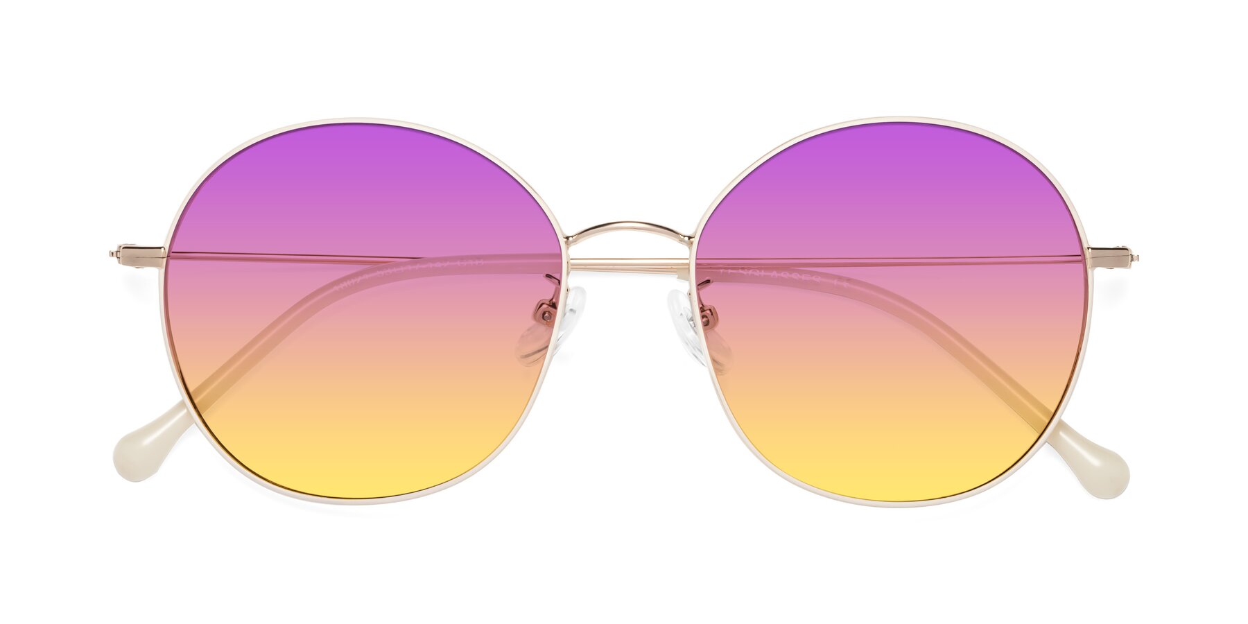 Folded Front of Dallas in White-Gold with Purple / Yellow Gradient Lenses