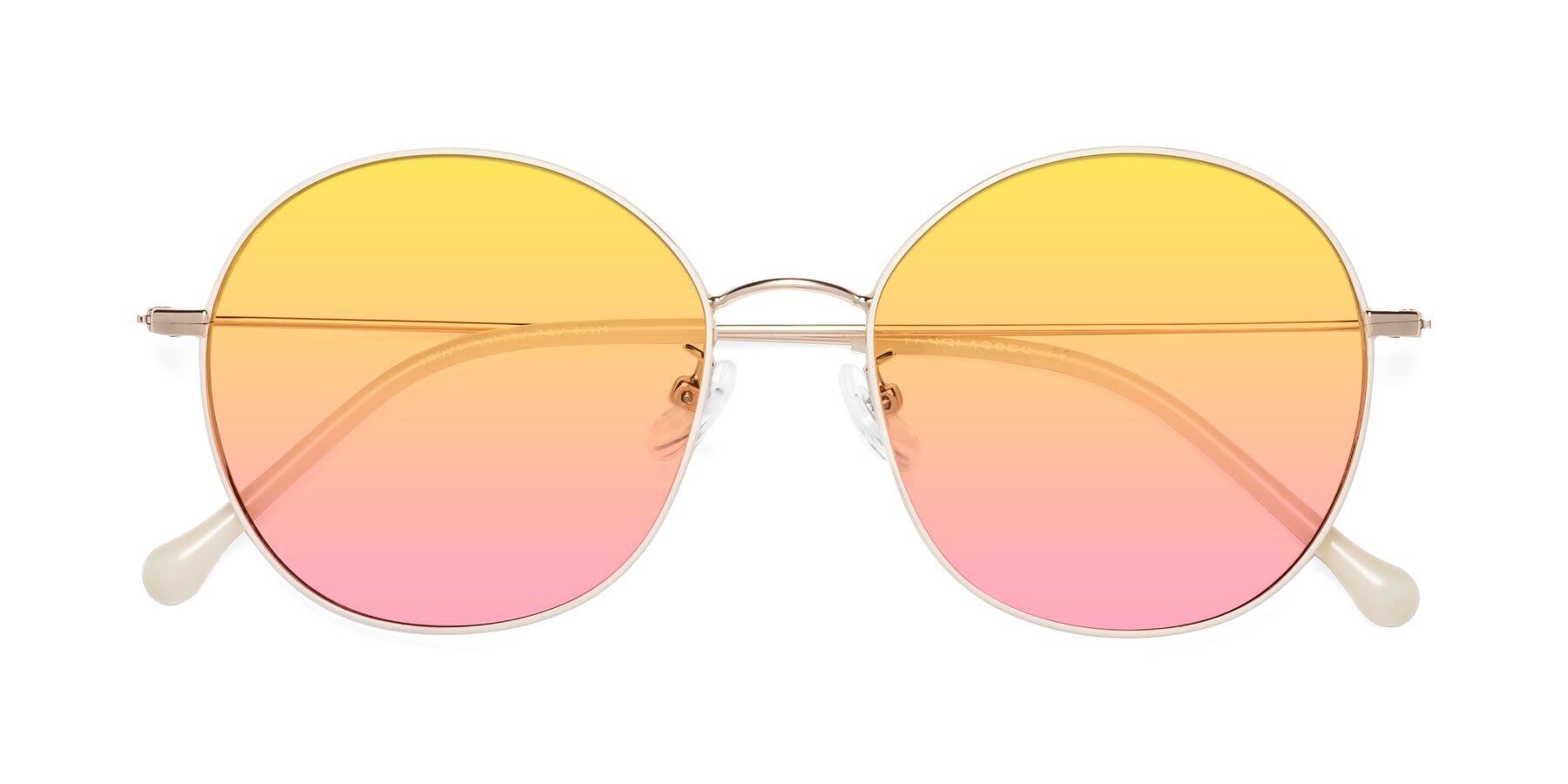 Folded Front of Dallas in White-Gold with Yellow / Pink Gradient Lenses