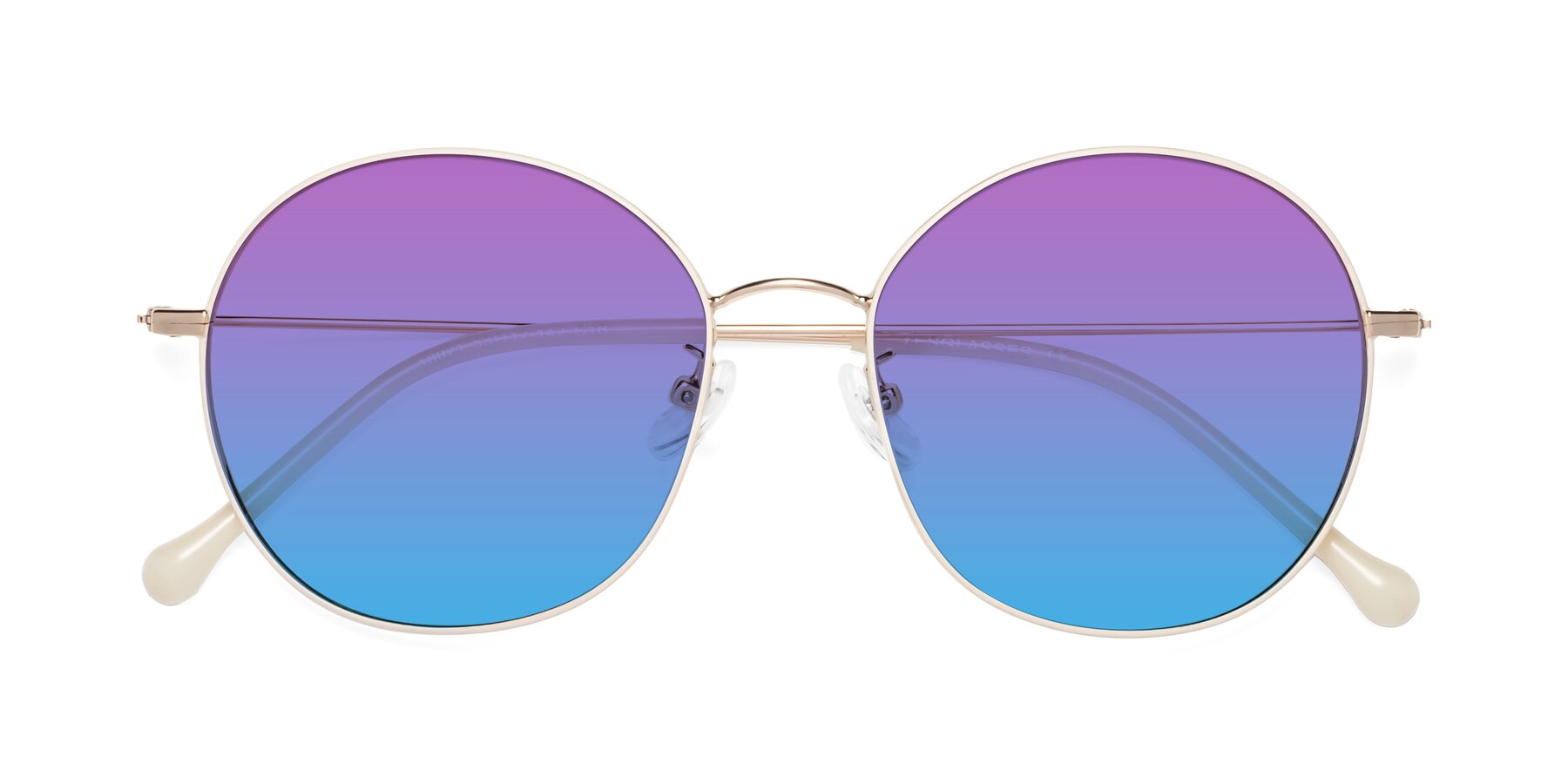 Folded Front of Dallas in White-Gold with Purple / Blue Gradient Lenses