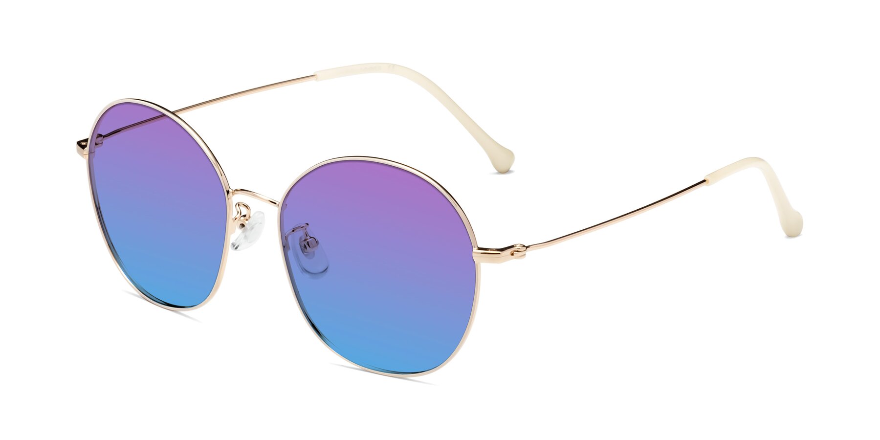 Angle of Dallas in White-Gold with Purple / Blue Gradient Lenses