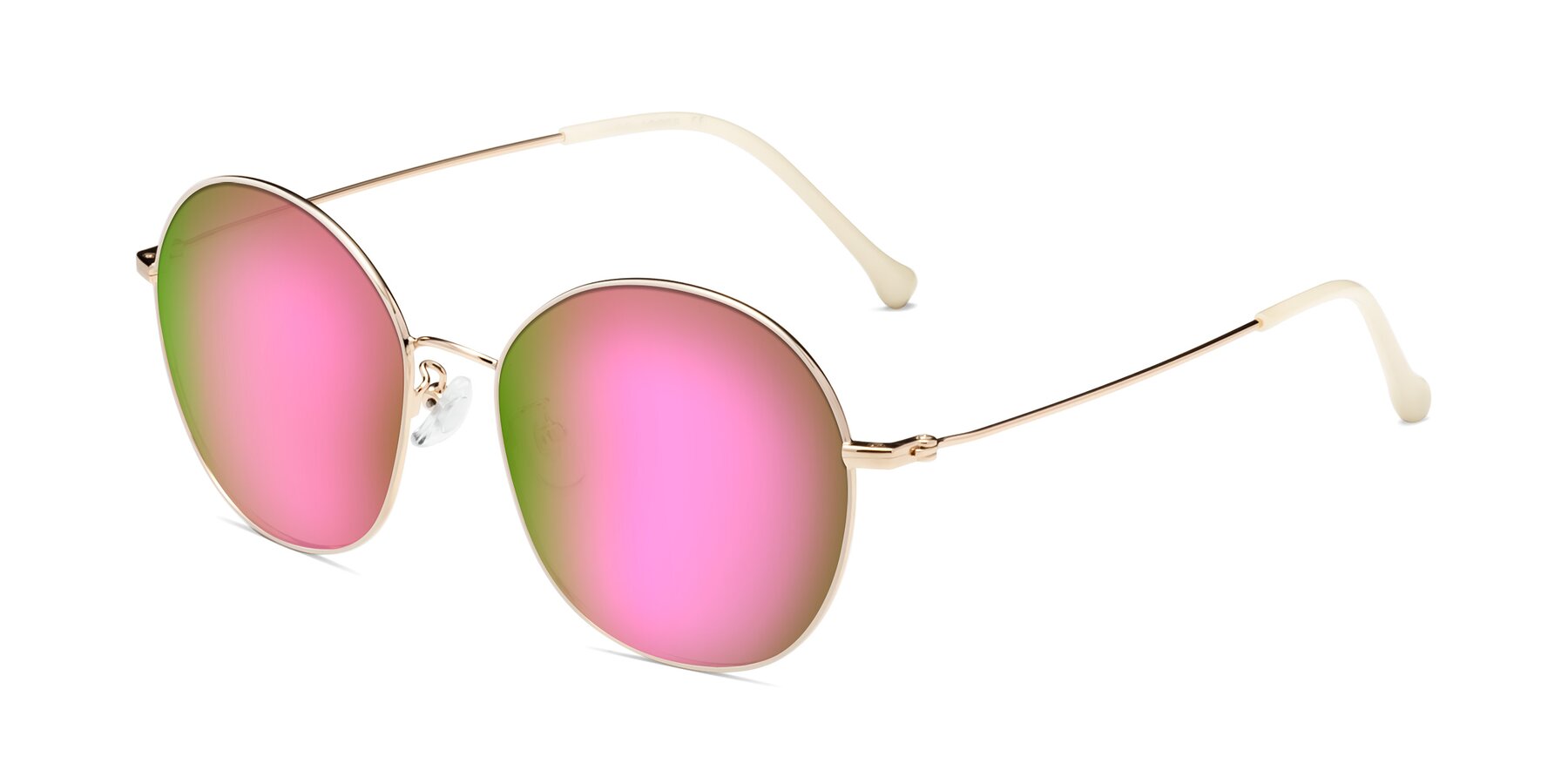 Angle of Dallas in White-Gold with Pink Mirrored Lenses