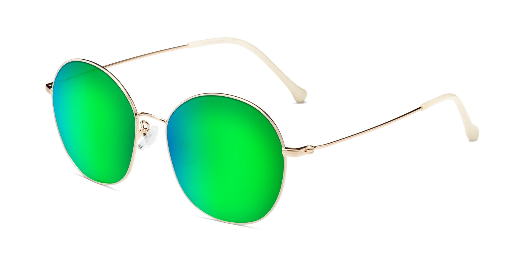 Angle of Dallas in White-Gold with Green Mirrored Lenses
