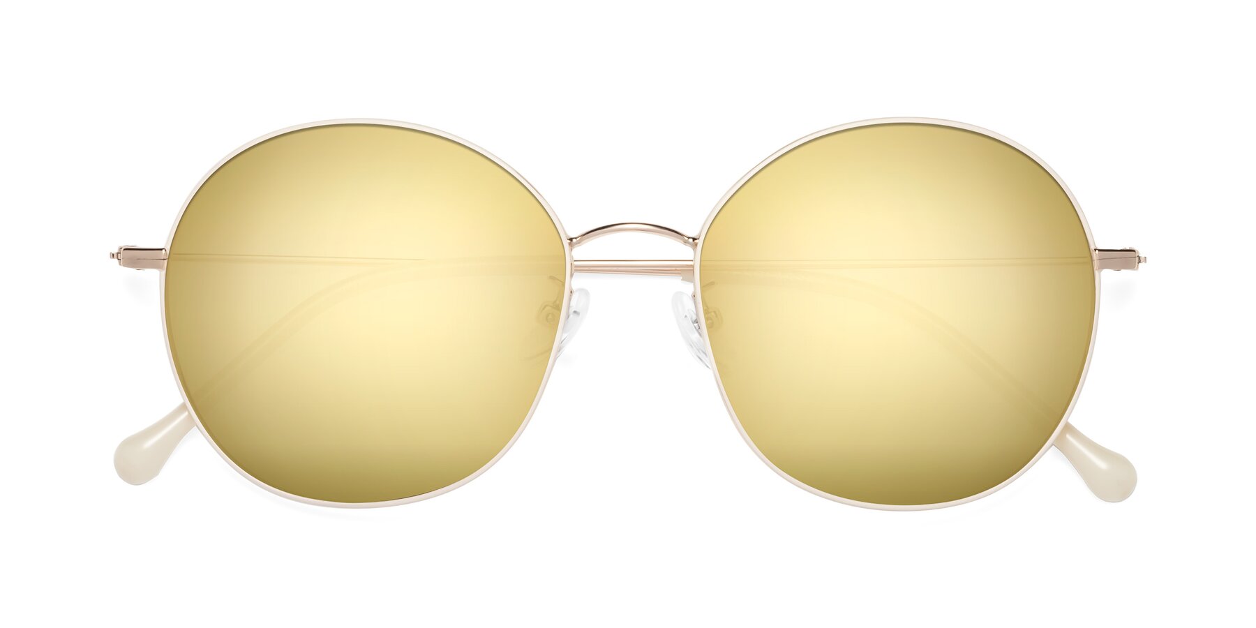 Folded Front of Dallas in White-Gold with Gold Mirrored Lenses