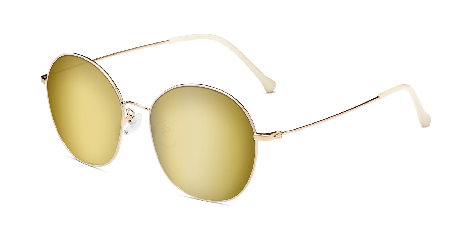 Angle of Dallas in White-Gold with Gold Mirrored Lenses