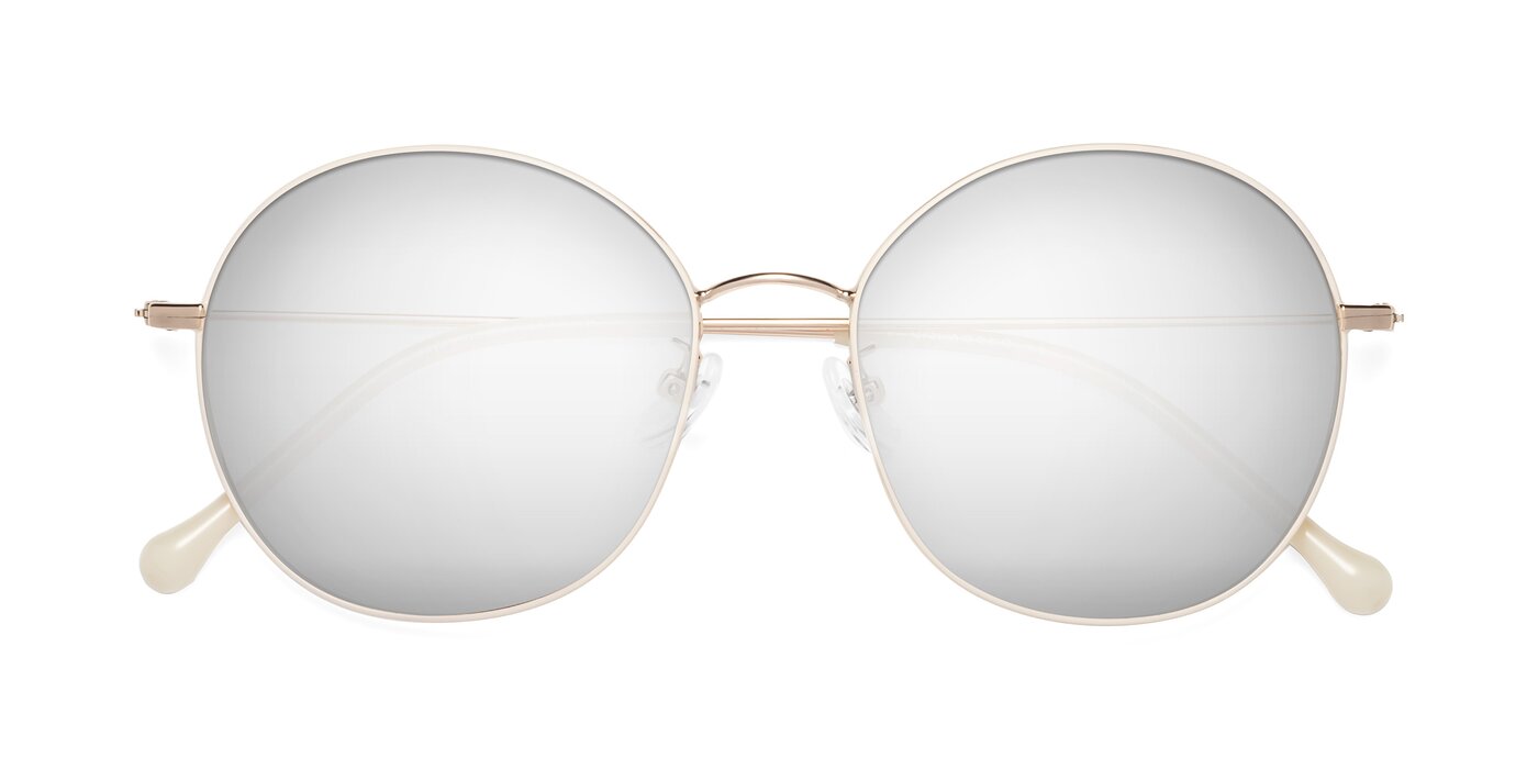 Dallas - White / Gold Flash Mirrored Sunglasses
