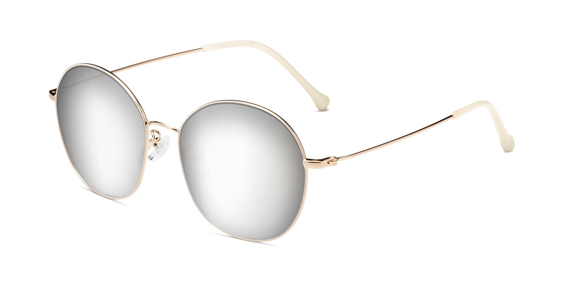 Angle of Dallas in White-Gold with Silver Mirrored Lenses