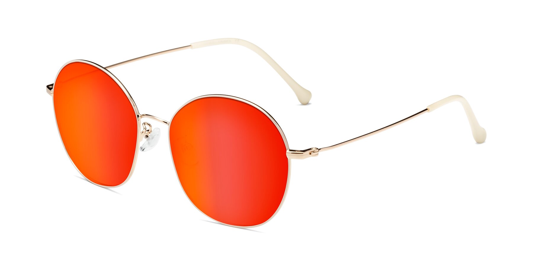 Angle of Dallas in White-Gold with Red Gold Mirrored Lenses