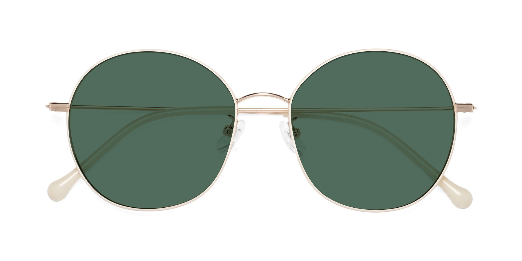 Folded Front of Dallas in White-Gold with Green Polarized Lenses