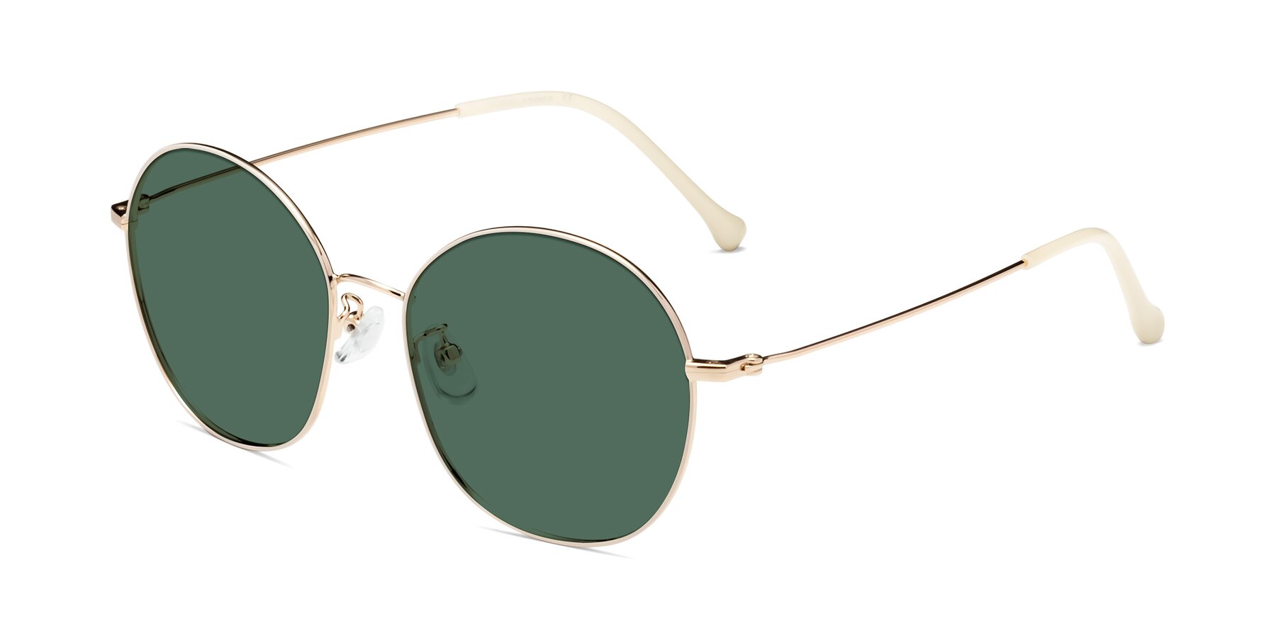 Angle of Dallas in White-Gold with Green Polarized Lenses