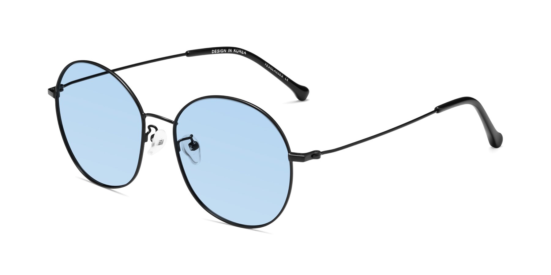 Angle of Dallas in Black with Light Blue Tinted Lenses