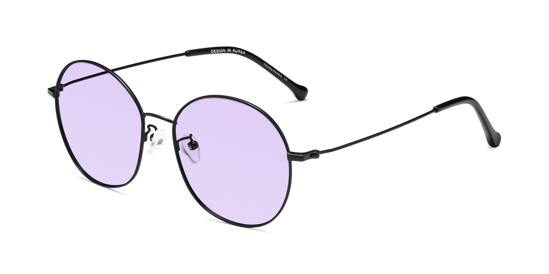 Angle of Dallas in Black with Light Purple Tinted Lenses